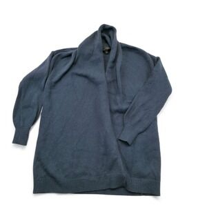 Ann Taylor Women's Dark Blue Shawl Collar Open Front Wool Blend Cardigan Sweater